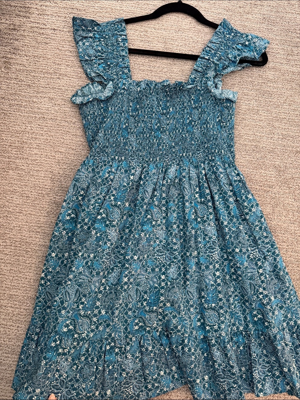 Hill House Blue Smocked Floral Sundress with Ruffle Straps